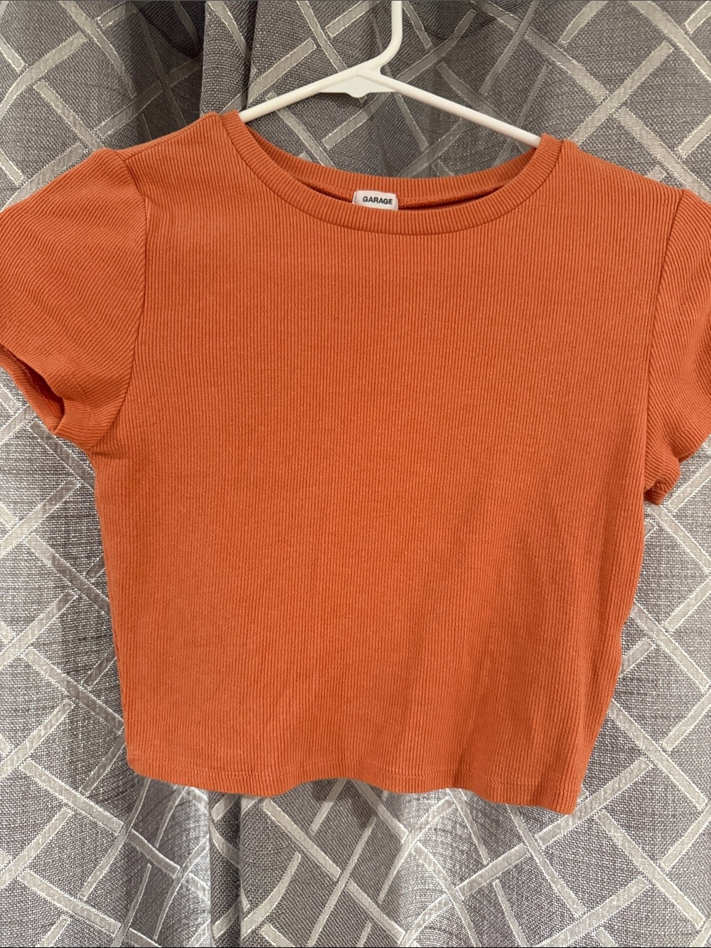 Garage Ribbed Crop Top in Rust Orange